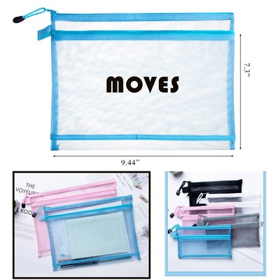 A5 Transparent Double-Layer Mesh File Bag